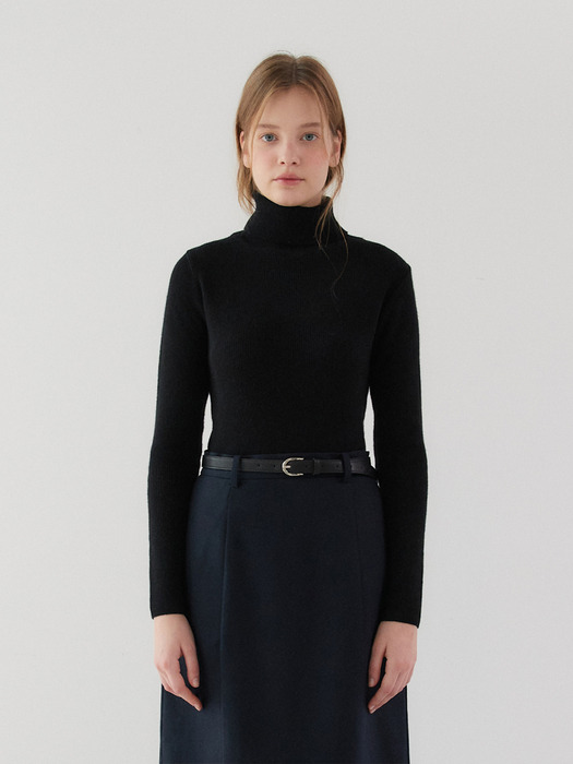 Wool Cash Turtleneck Knit [Black]