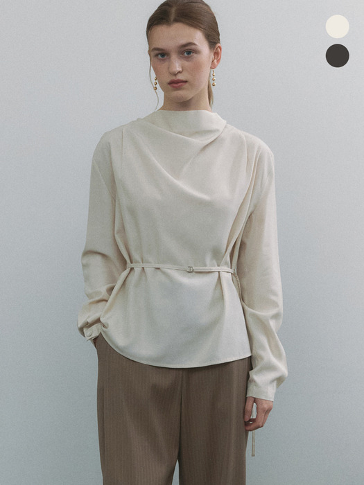 comos 1319 cowl-neck string blouse (2color)