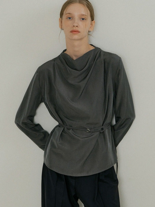 comos 1319 cowl-neck string blouse (2color)