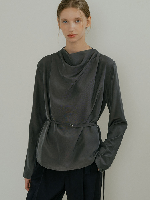 comos 1319 cowl-neck string blouse (2color)