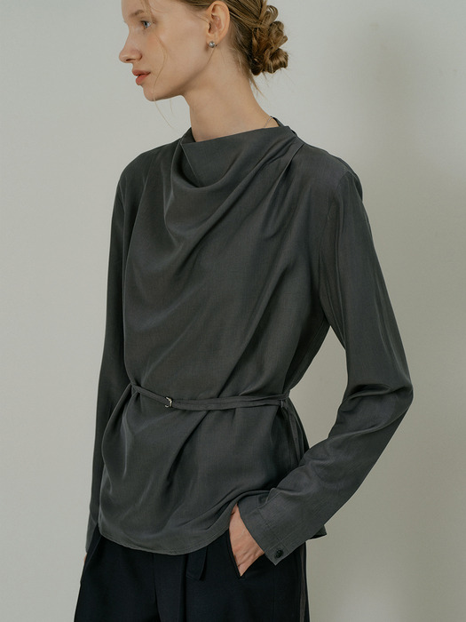 comos 1319 cowl-neck string blouse (2color)
