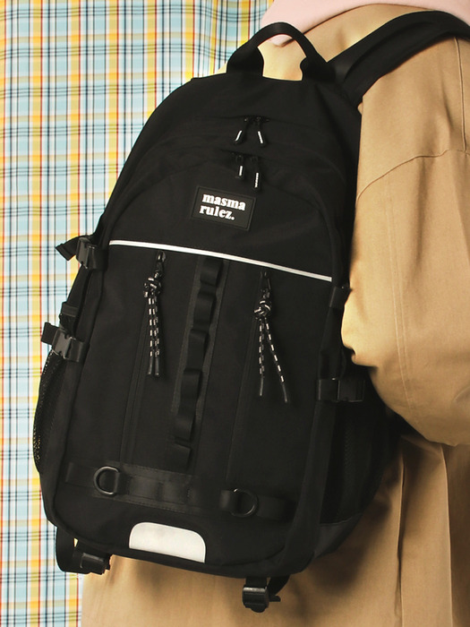 Twin zipper mesh backpack_Black