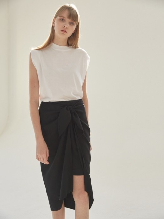 Shirring wrap skirt [BK]
