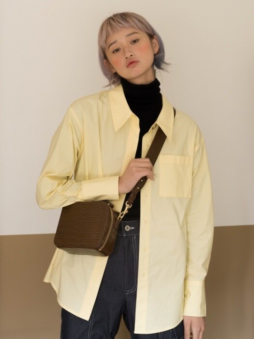 POINT COLLAR BUTTON SHIRTS_YELLOW