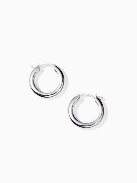 silver pipe round earring