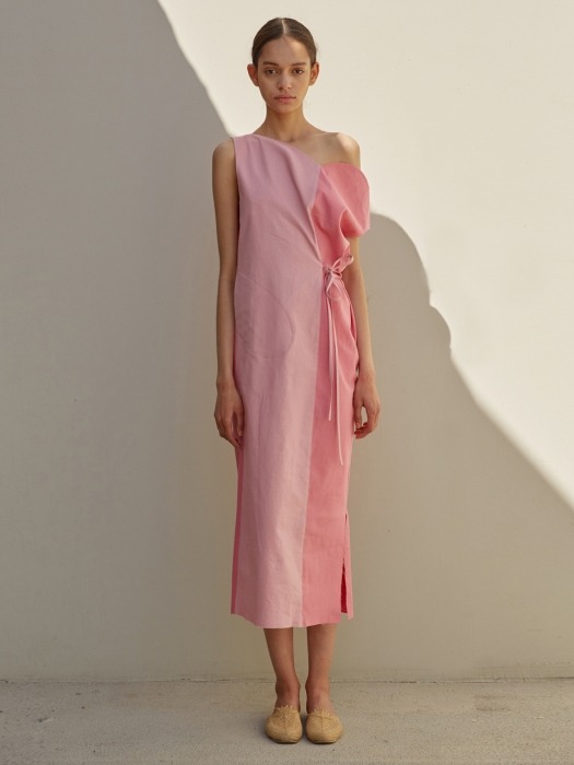 19 SS tulip linen dress (pink)