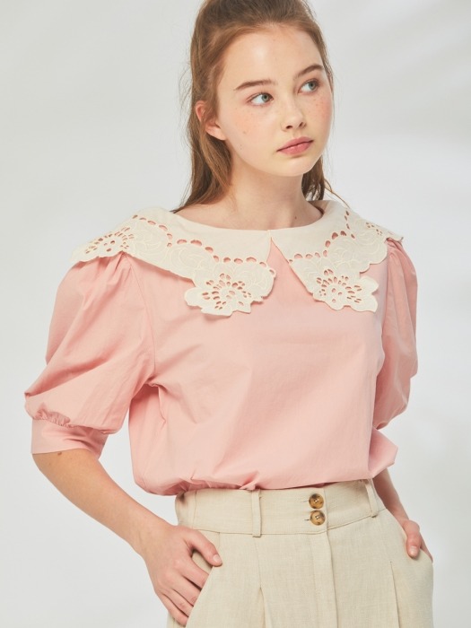 PINK LACE COLLAR BLOUSE