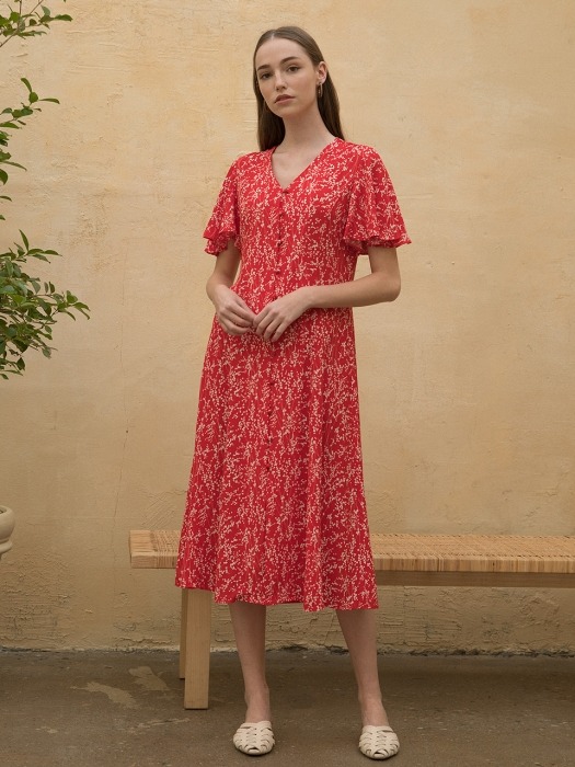 Floral Robe Dress Red