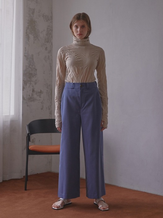 side slit wide pants_blue