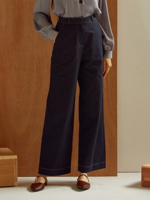 [By Joorti] J238 Stitched pants (navy)