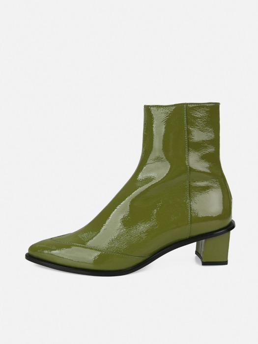 INCISION POINTED ANKLE BOOTS - KHAKI