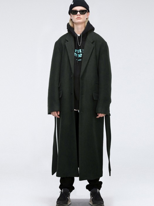 [COLLECTION]CASHMERE CHESTERFIELD LONG COAT - D/GREEN