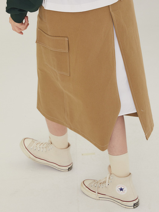 SZ BACK SLIT SKIRT(BEIGE)