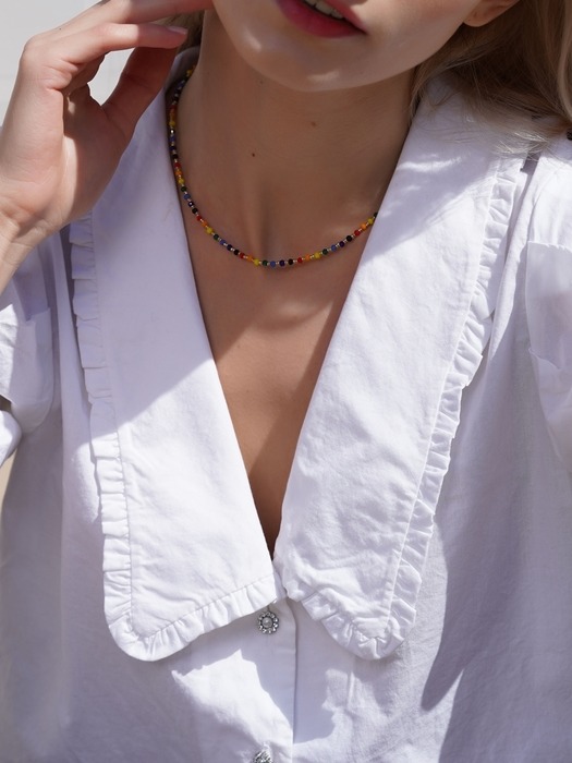 Crystal rainbow beads Necklace 레인보우 비즈 초커 목걸이