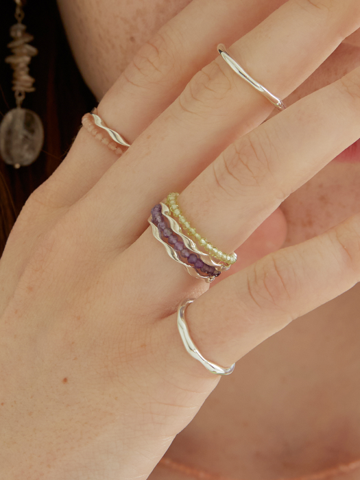 Color stone Ring (Peach, Green, Purple)