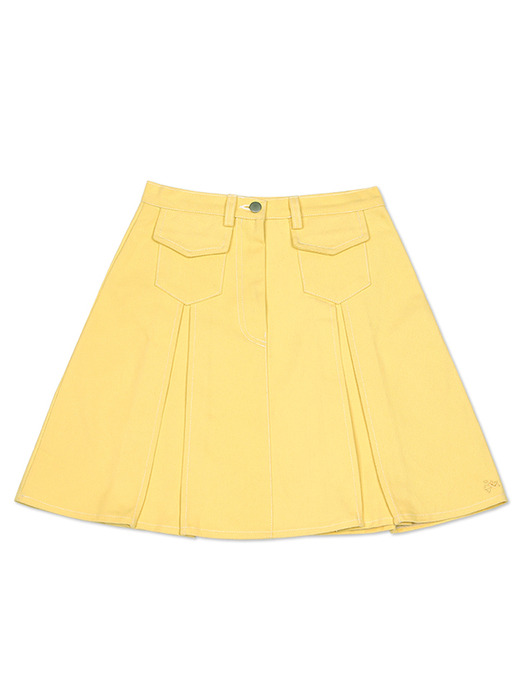 Macaron Pleated Skirt_Yellow