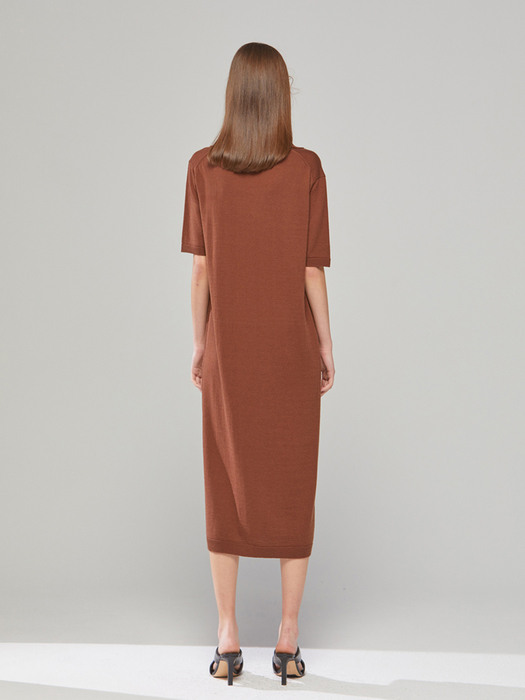 DEMERE CASHMERE BLENDED KNIT DRESS (BROWN)