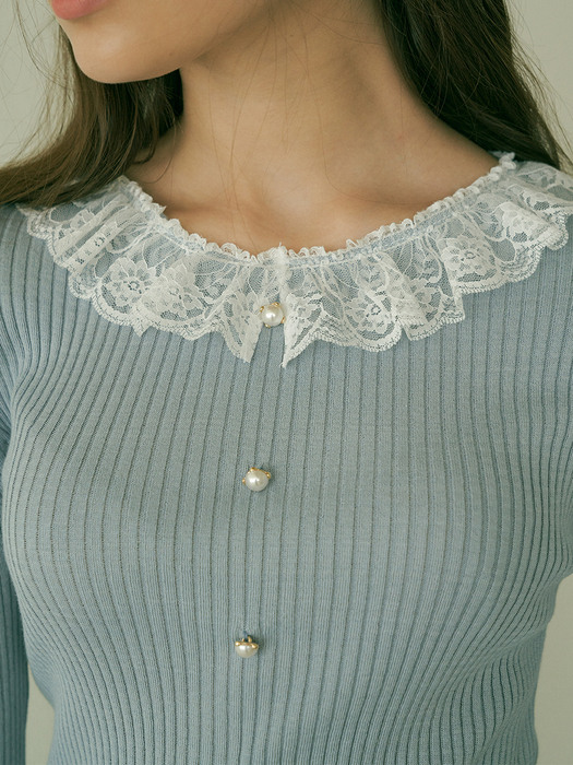 monts 1170 Lace button knit (sky blue)