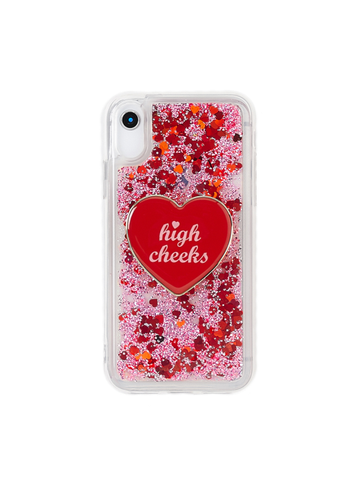 (SET) Red Glitter Phonecase + Red Heart Griptok