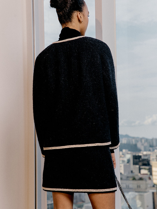 [Premium] Trimmed Winter Tweed Mini Skirt_2color