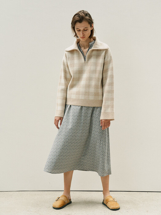 HALF ZIPUP WOOL KNIT - BEIGE