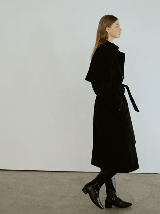 Plain Trench Wool Coat[black]