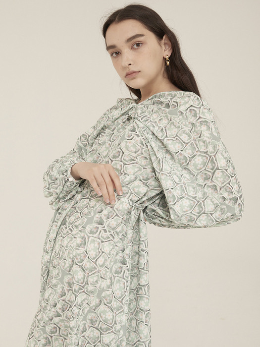 mint flower draping dress