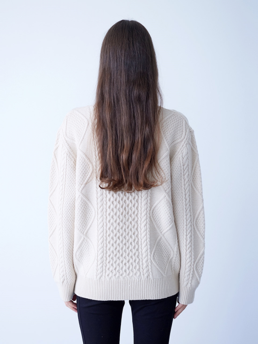 TURTLENECK CABLE PULLOVER IVORY