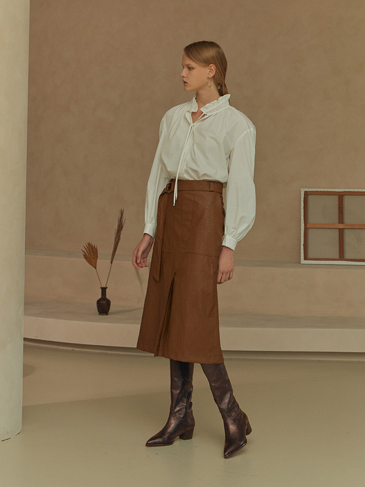 ADELA  Fake leather skirt -CM