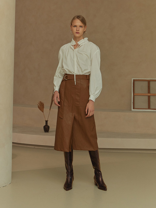 ADELA  Fake leather skirt -CM