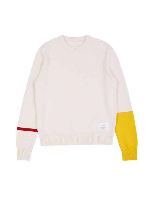 [EXCLUSIVE] Line Sleeve Knit Pullover mustard & red