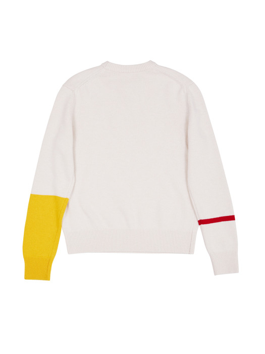 [EXCLUSIVE] Line Sleeve Knit Pullover mustard & red