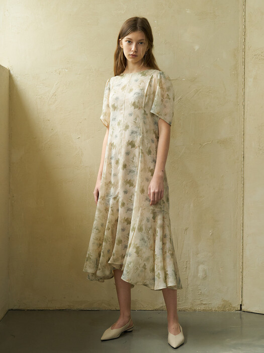 21 Spring_ Natural Flower Chiffon Cut-Out Dress 