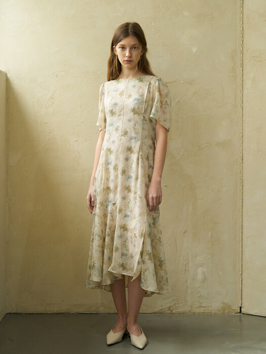 21 Spring_ Natural Flower Chiffon Cut-Out Dress 