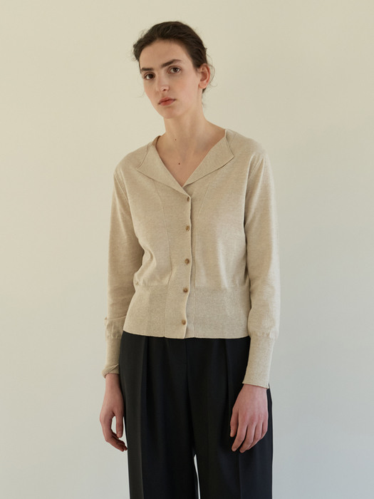 TOS COLLAR COTTON CARDIGAN_4COLOR