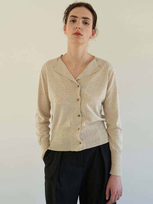 TOS COLLAR COTTON CARDIGAN_4COLOR