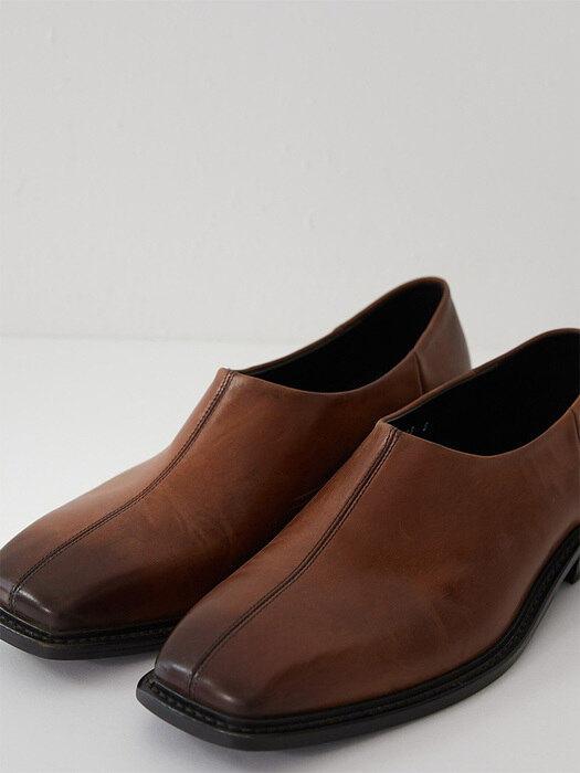 BROWN gradation leather square toe mule(NH001)