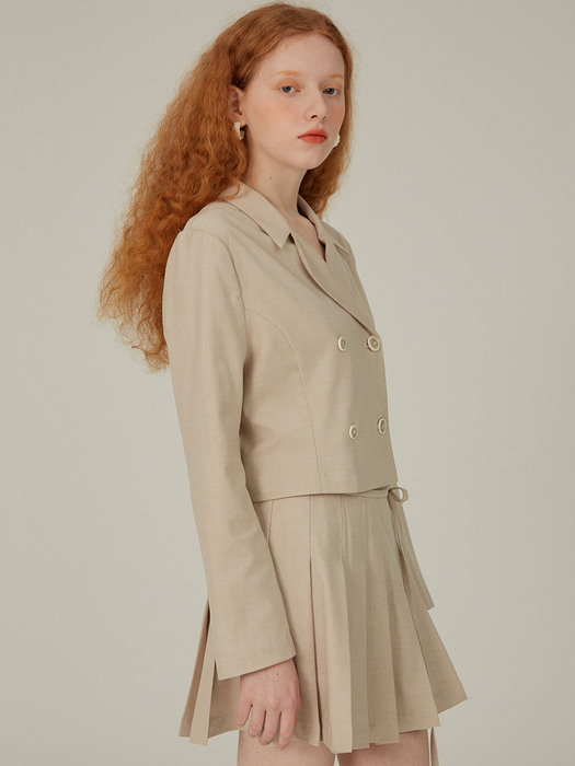 four button jacket beige