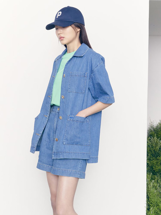 Outpocket Denim Shirt Jacket  Blue (KE1311M51P)