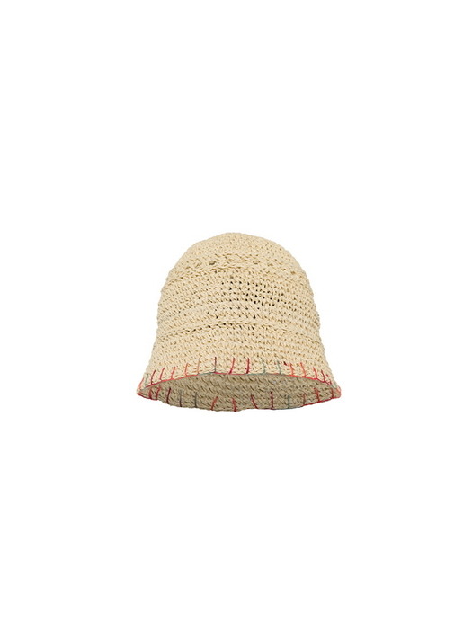 Stitch knitting hat - Ivory