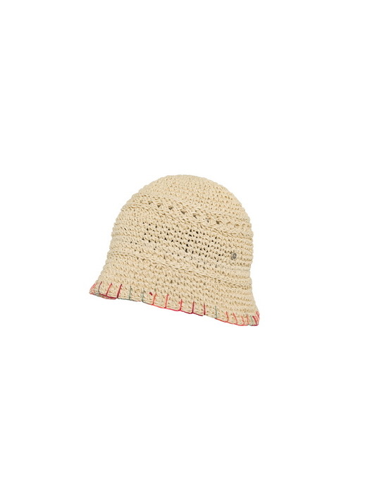 Stitch knitting hat - Ivory