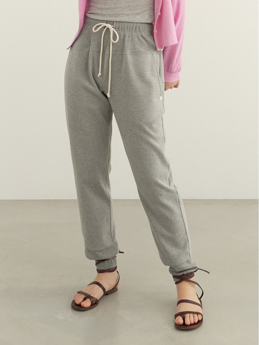 Soft cotton jogger pants - melange grey