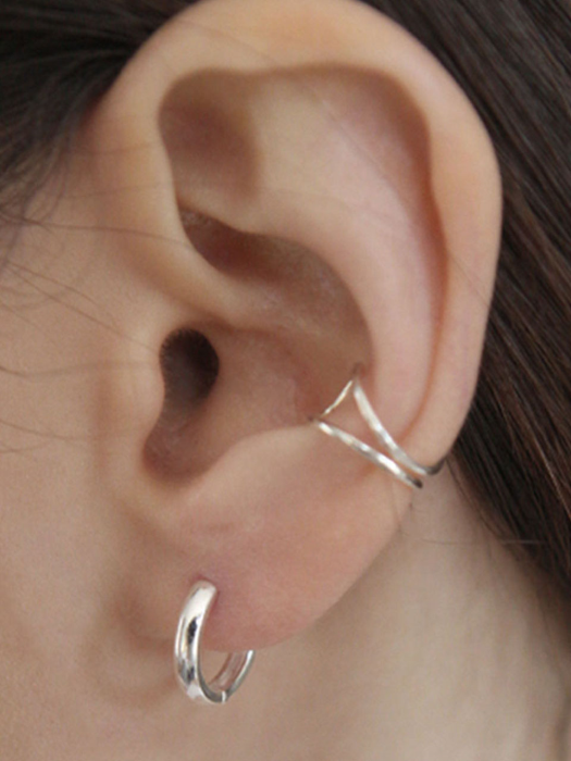 [2SET][Silver925] TN047 Unbalance delicate line layered earring+earcuff set
