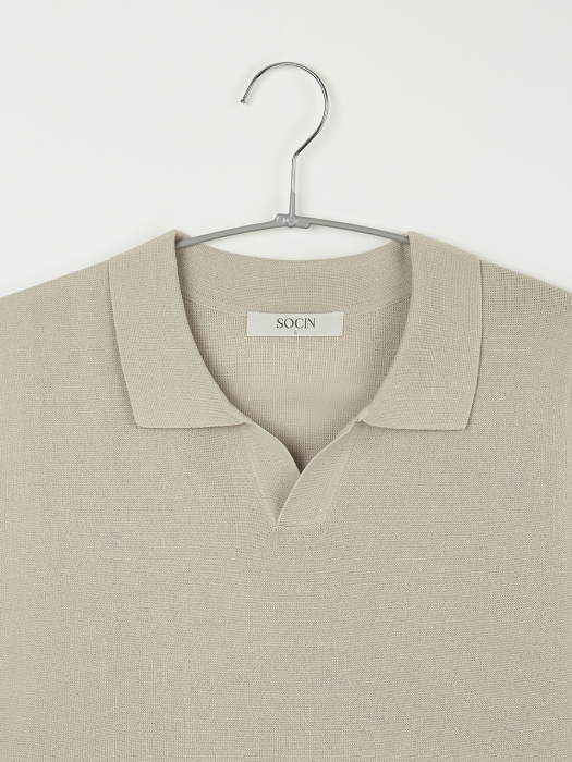 Polo Collar Half Knit (Oatmeal)