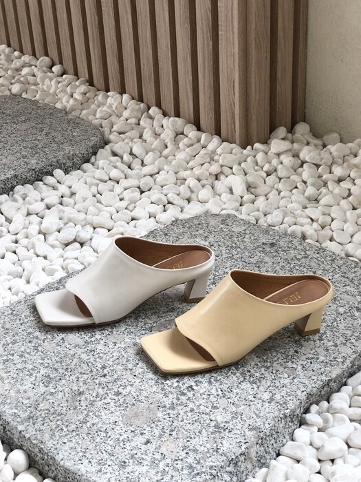 modern square unlined mules butter
