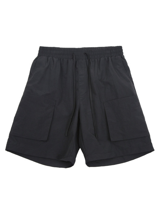 Double Pocket Banding Shorts_Black