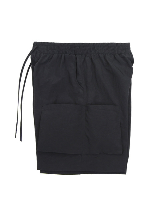 Double Pocket Banding Shorts_Black