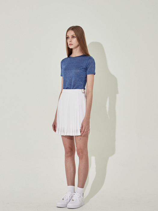 Unbalanced Chic Pleat Mini Skirt [White]
