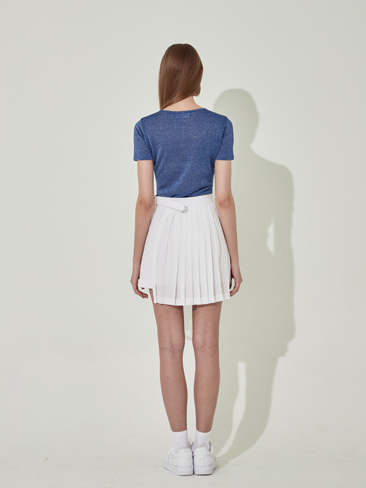 Unbalanced Chic Pleat Mini Skirt [White]