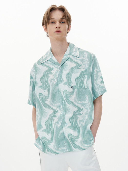 Open Collar Shirt [Aquamarine] 